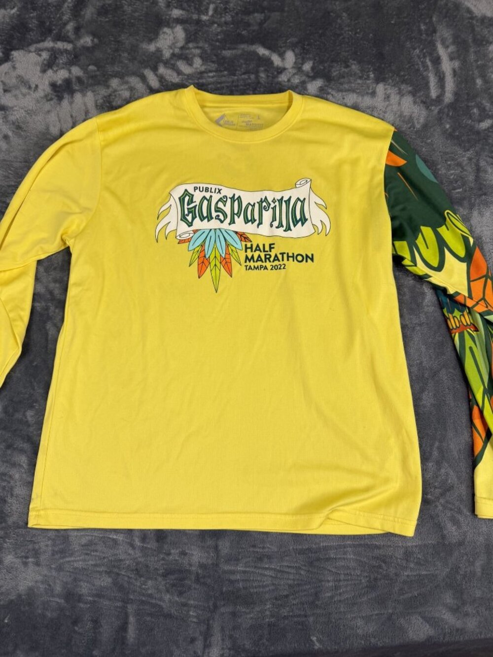 Leslie Jordan Publix Gasparilla Half Marathon 2022 Yellow Long Sleeve Shirt L